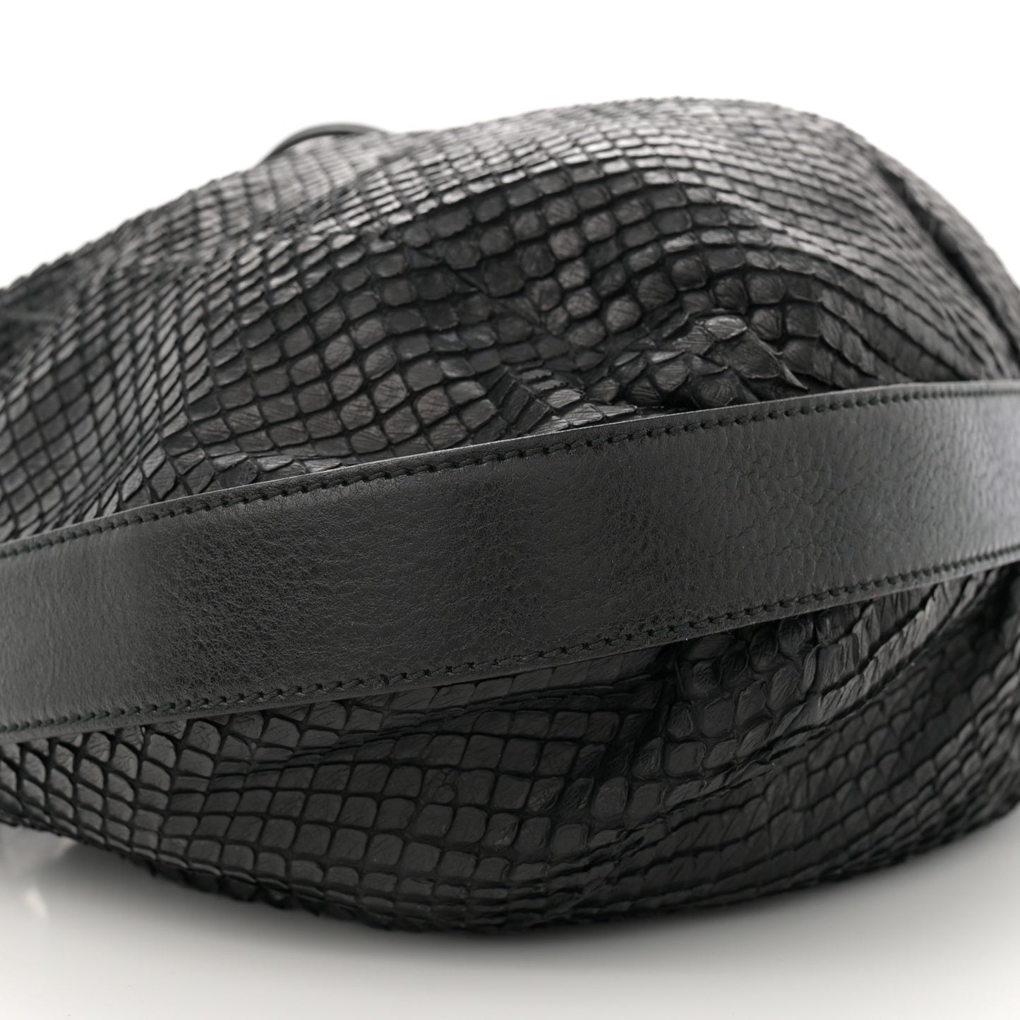 Snakeskin Medium Interlocking Icon Shoulder Bag Black