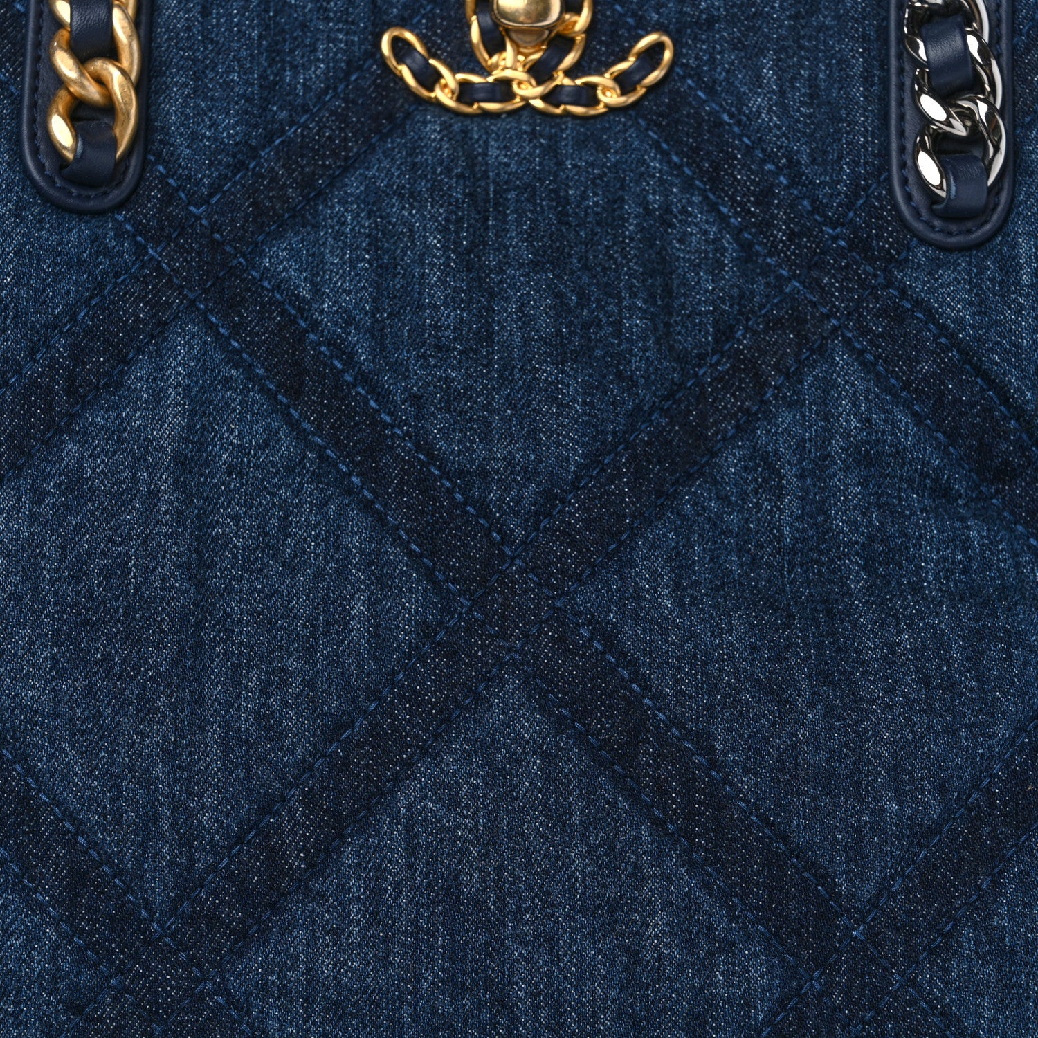 Chanel Denim Quilted Chanel 19 North South Shopping Bag Blue 8 of 11