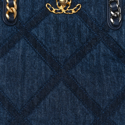 Chanel Denim Quilted Chanel 19 North South Shopping Bag Blue 8 of 11