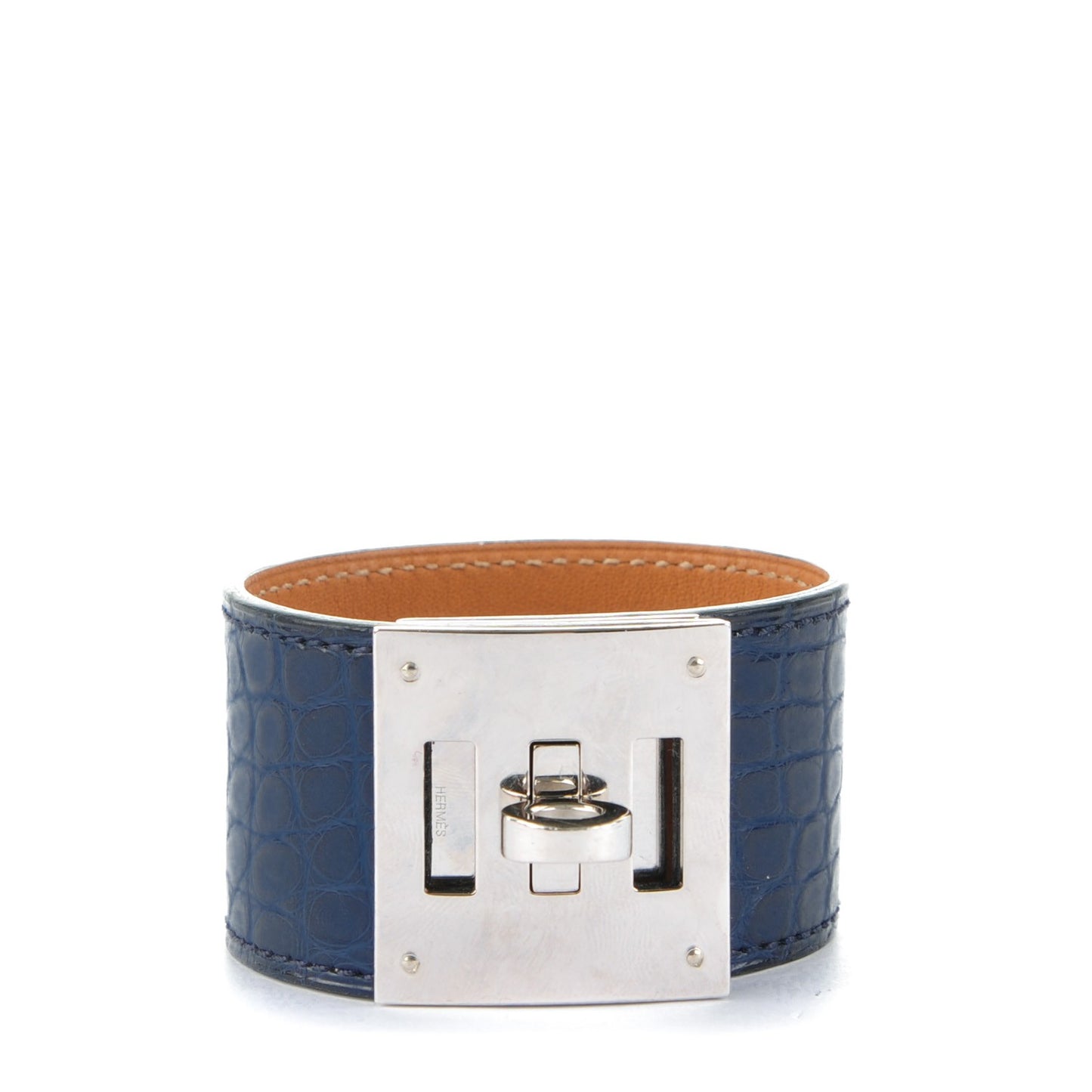 Matte Alligator Kelly Dog Cuff Bleu De Malte