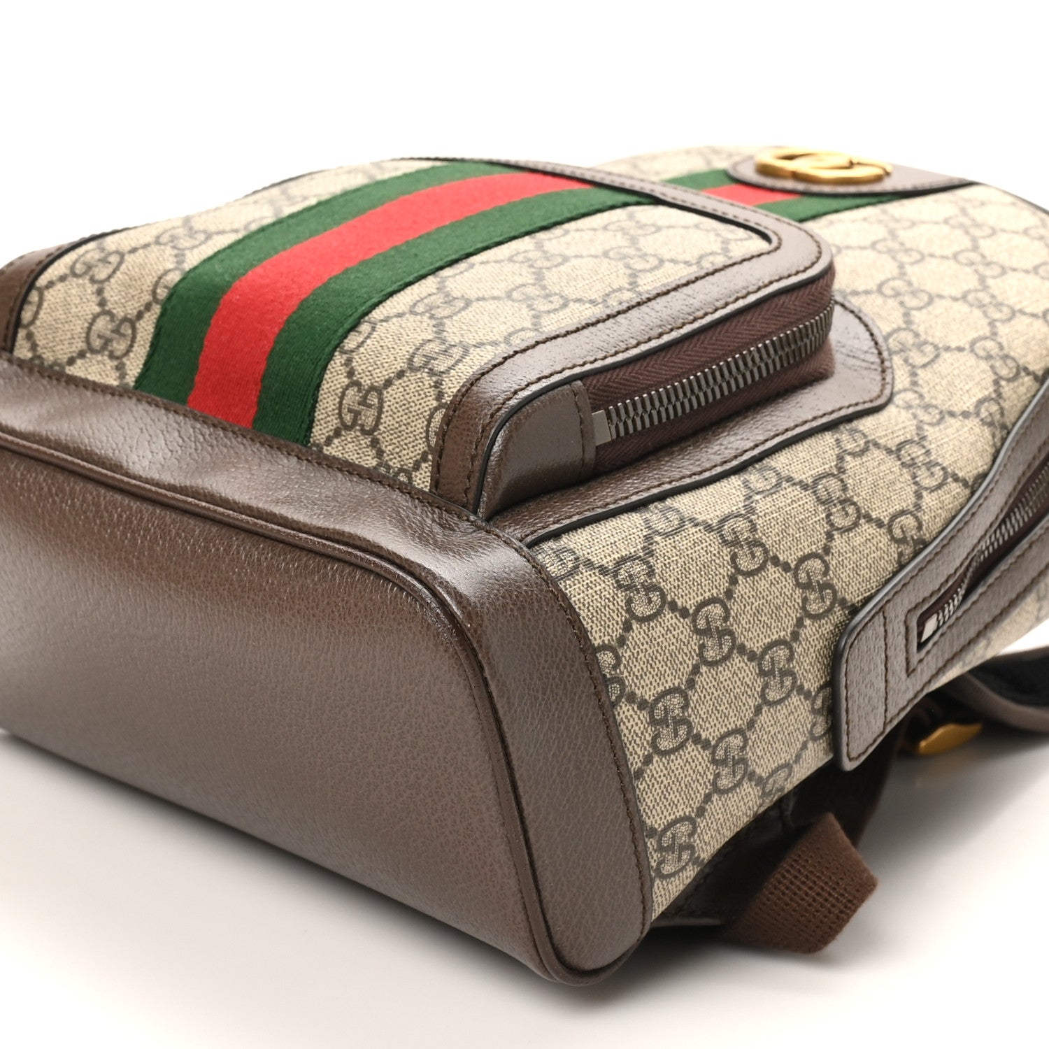 Gucci GG Supreme Monogram Calfskin Web Small Ophidia Day Backpack Beige Ebony New Acero 9 of 10