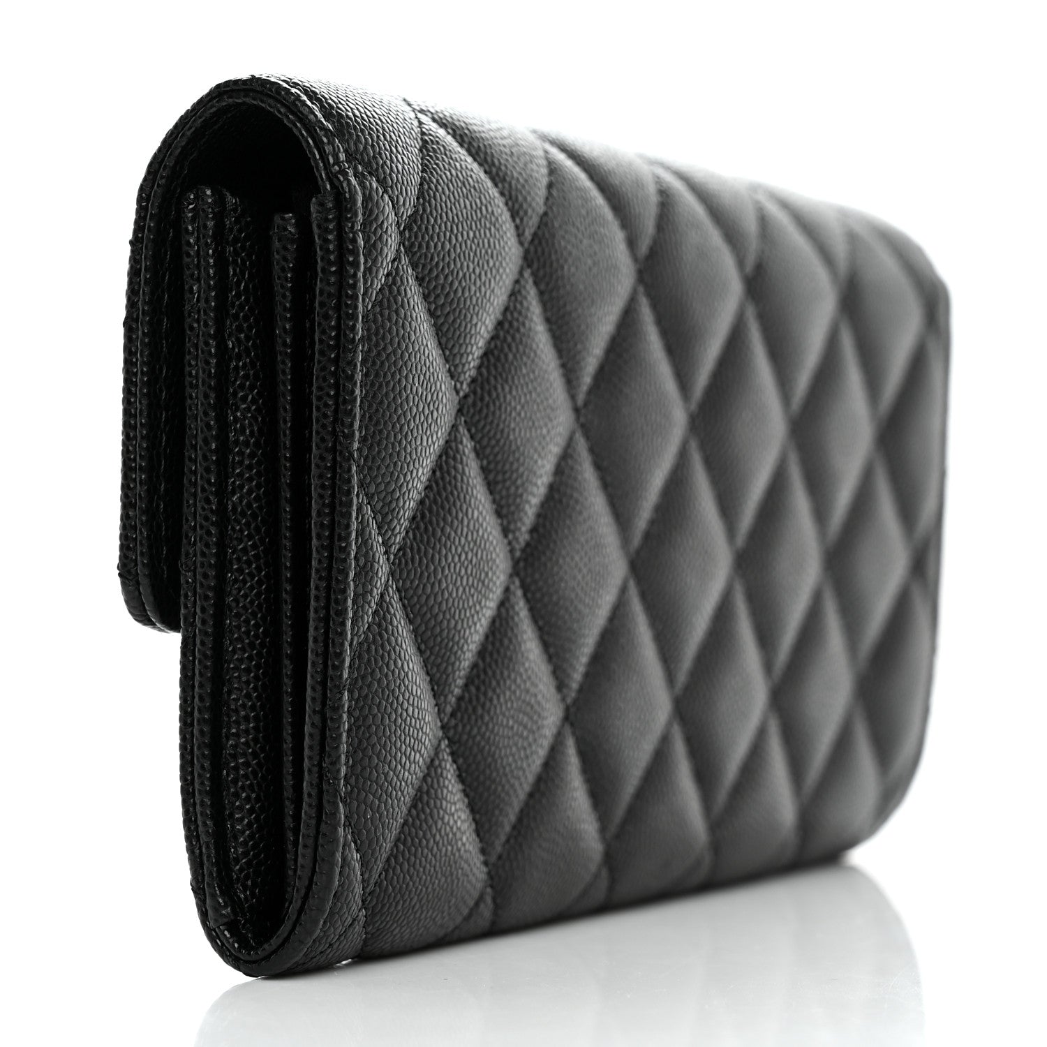 Chanel Caviar Quilted CC Large Gusset Flap Wallet Black 3 of 8