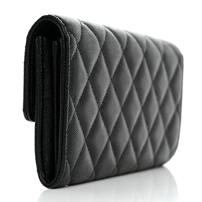 Chanel Caviar Quilted CC Large Gusset Flap Wallet Black 3 of 8