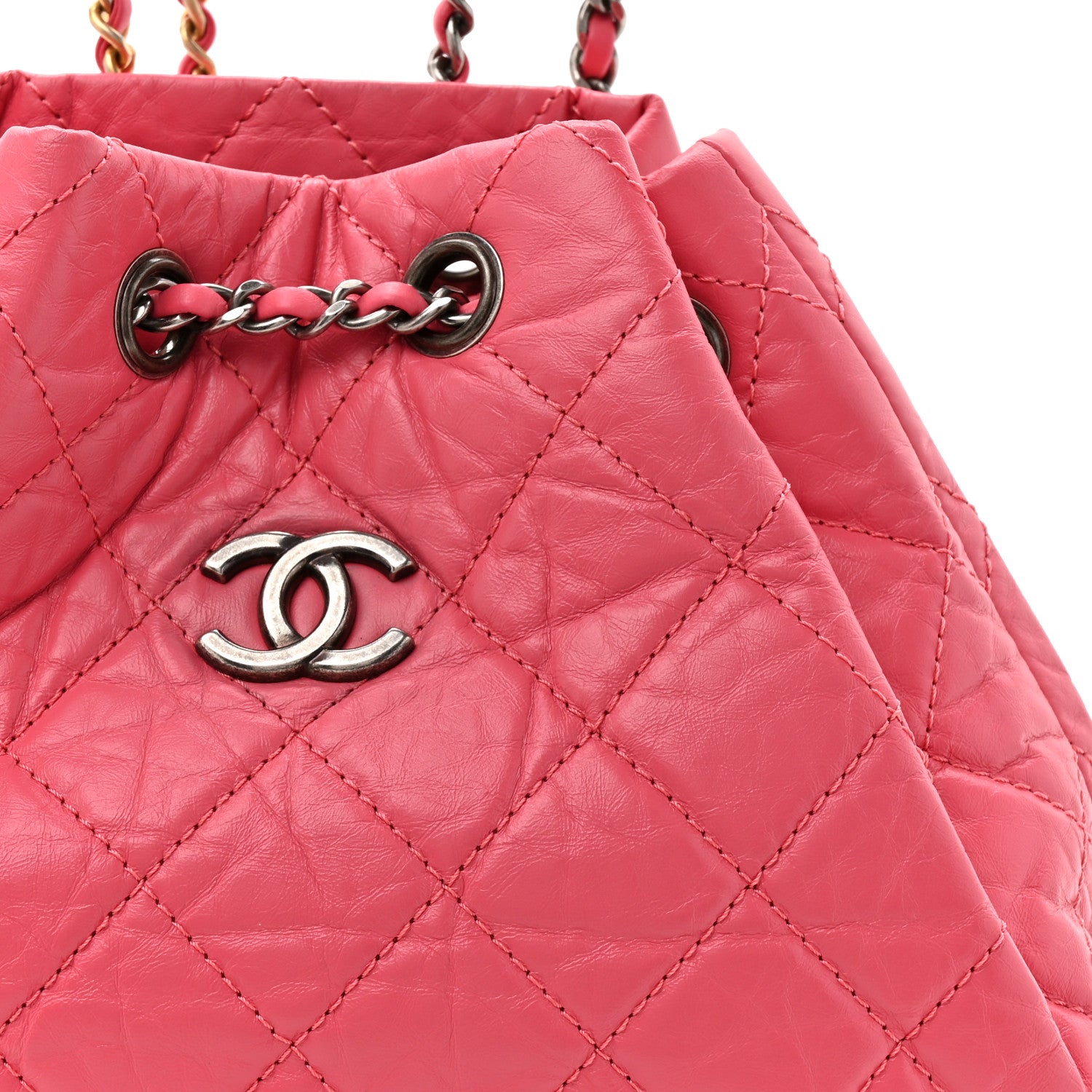 Chanel Aged Calfskin Quilted Small Gabrielle Backpack Dark Pink 8 of 10