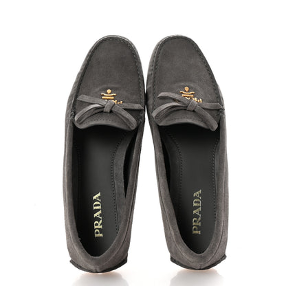 Prada Scamosciato Suede Bow Loafer 36 Ghiaia 2 of 10