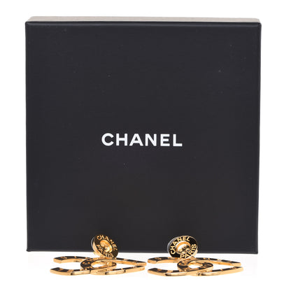 Chanel Metal Large Paris Button Earrings Gold 5 of 5