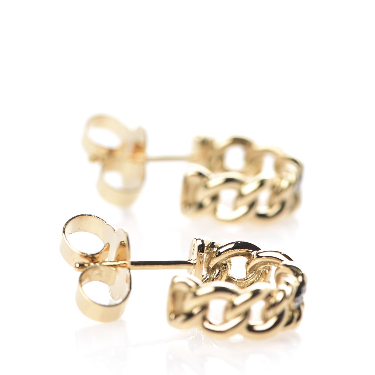 David Yurman 18K Yellow Gold Diamond Small Belmont Curb Link Hoop Earrings 3 of 5
