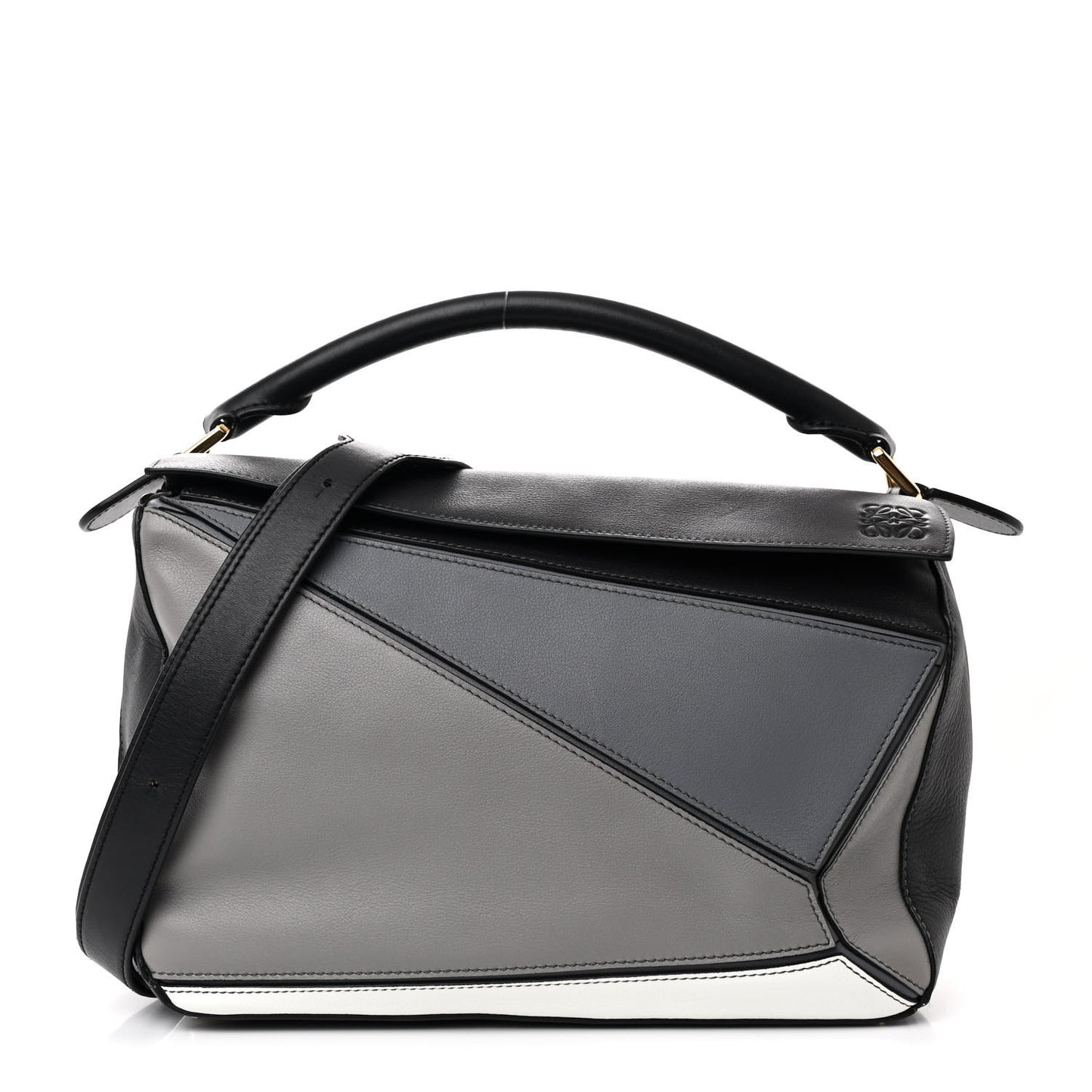 Calfskin Medium Puzzle Bag Grey Multito