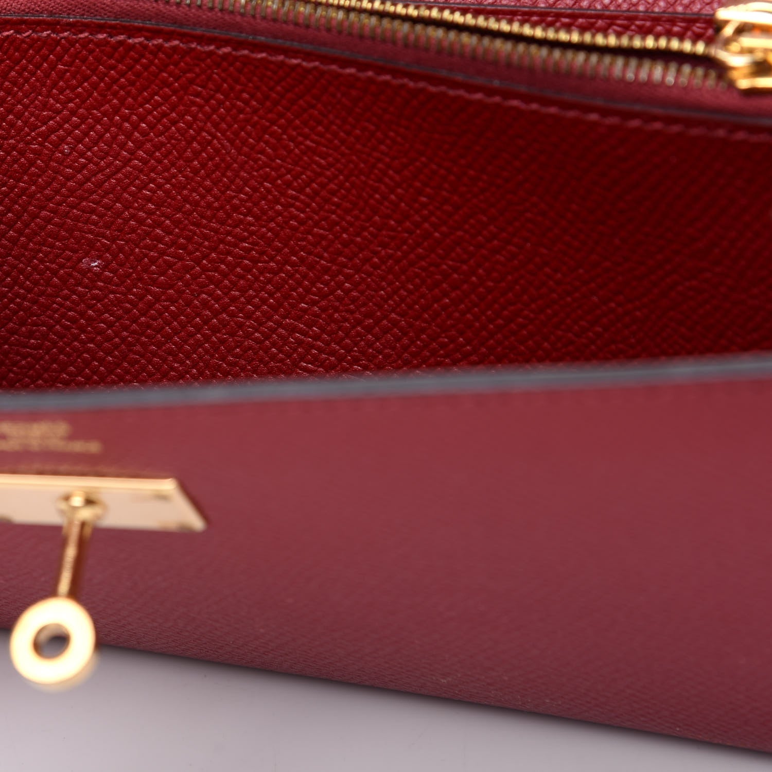 Hermes Epsom Kelly Longue Wallet Rouge Grenat 7 of 11