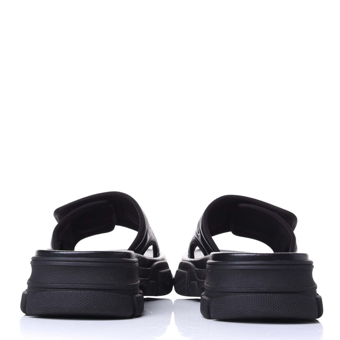Nappa Grosgrain Logo Mens Velcro Chunky Slide Sandals 7 Black