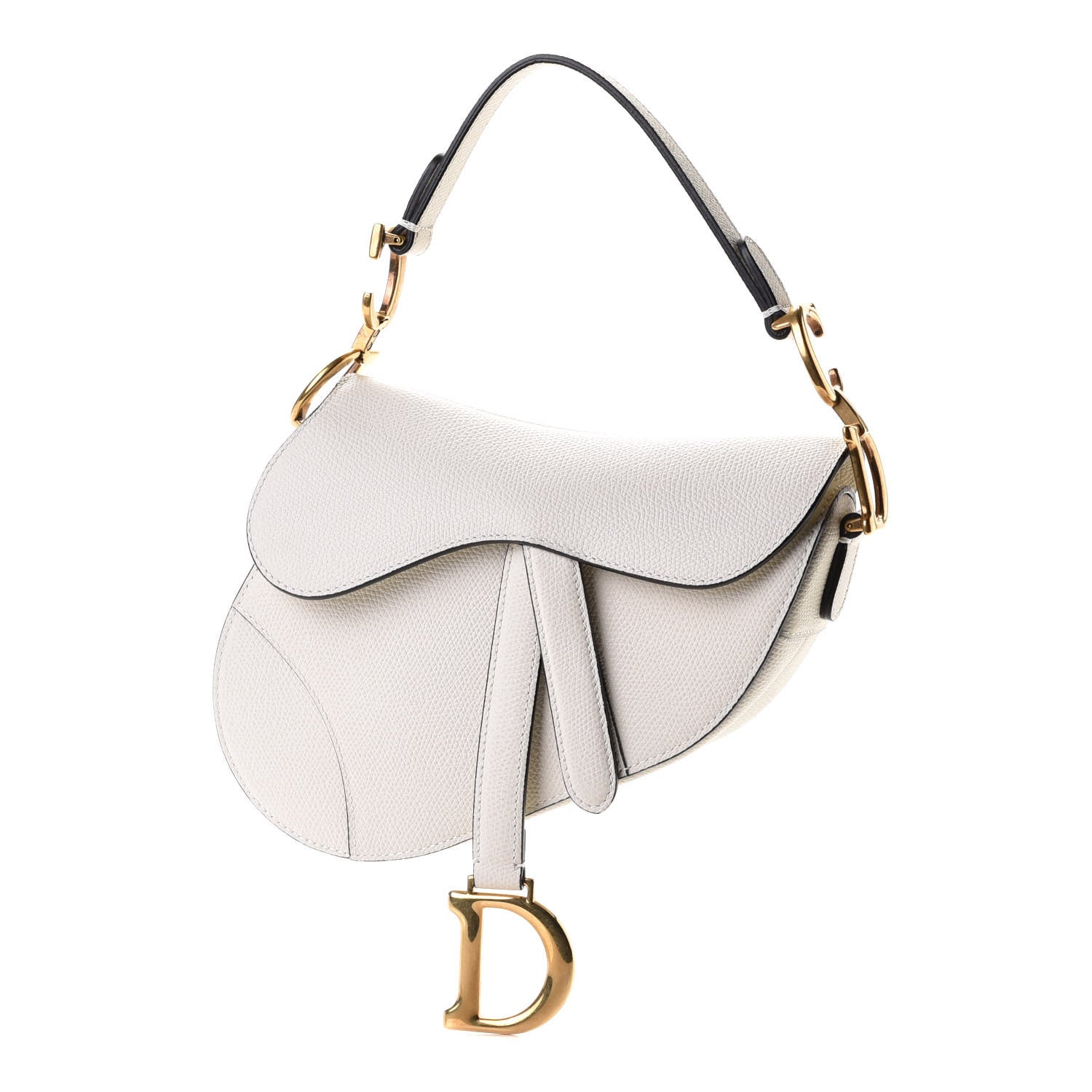 Christian Dior Grained Calfskin Mini Saddle Bag White 1 of 5