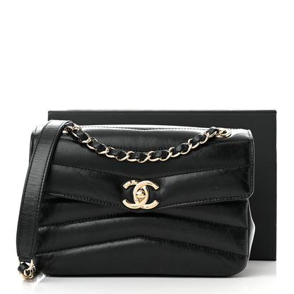 Chanel Shiny Lambskin Quilted Small Chevron Miroir Black 12 of 12