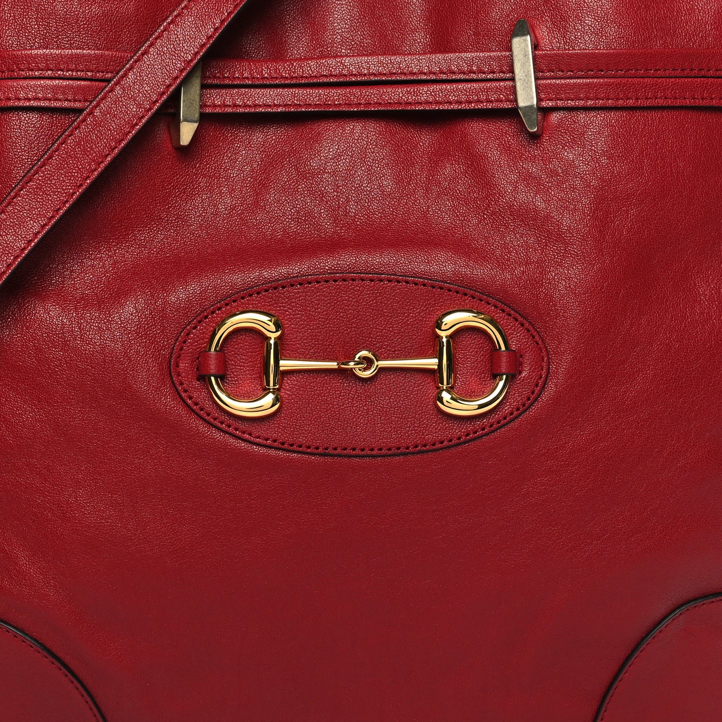 Sakai Be Green Calfskin Horsebit 1955 Cinch Top Messenger Bag New Cherry Red