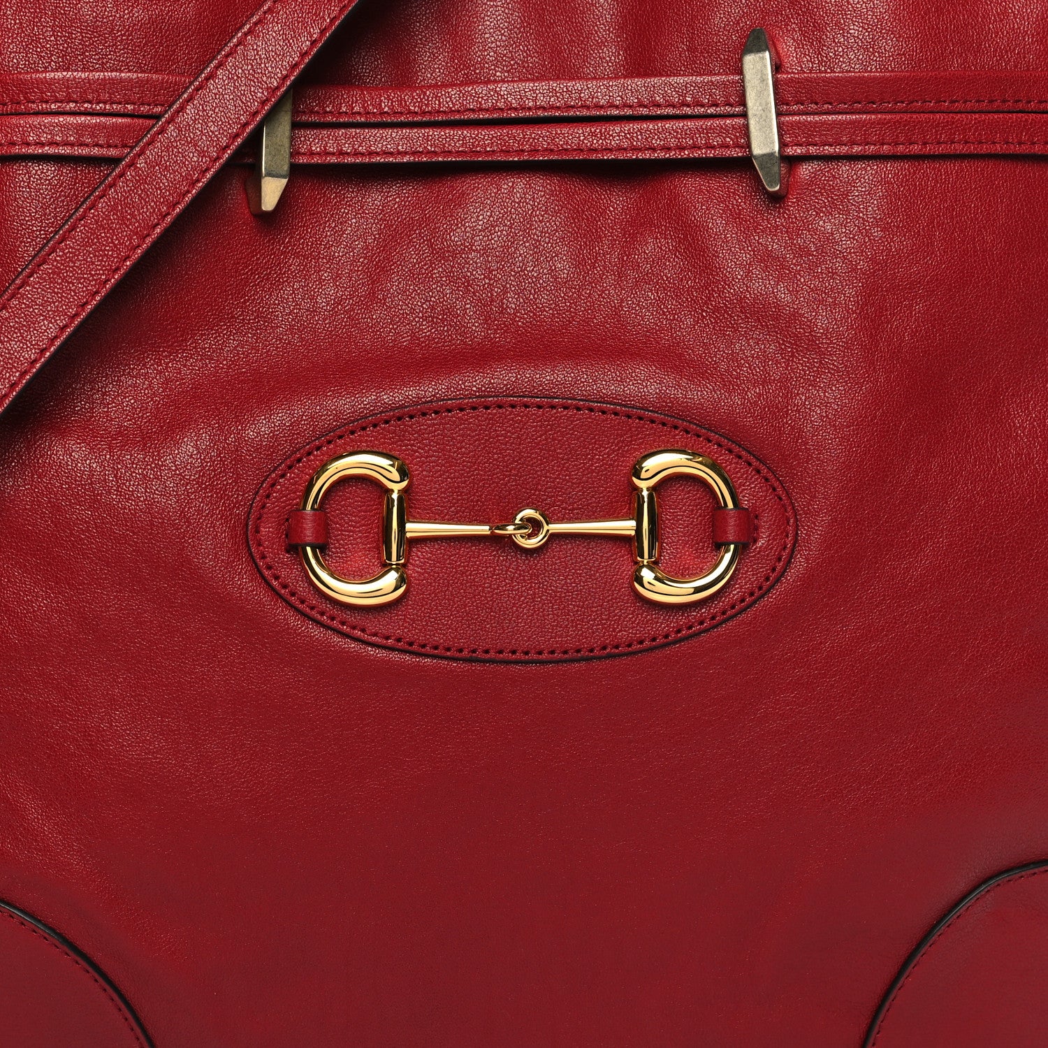 Gucci Sakai Be Green Calfskin Horsebit 1955 Cinch Top Messenger Bag New Cherry Red 8 of 10