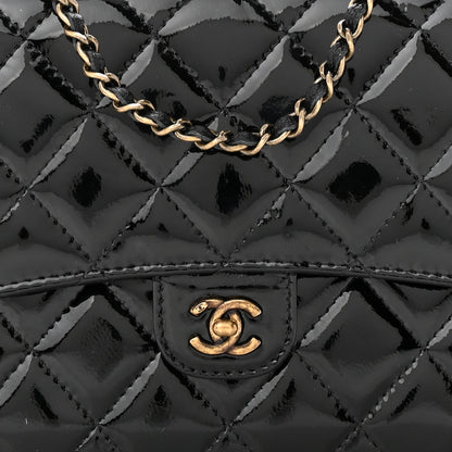 Chanel Patent Goatskin Quilted CC Eyelet Wallet On Chain WOC Black 9 of 11