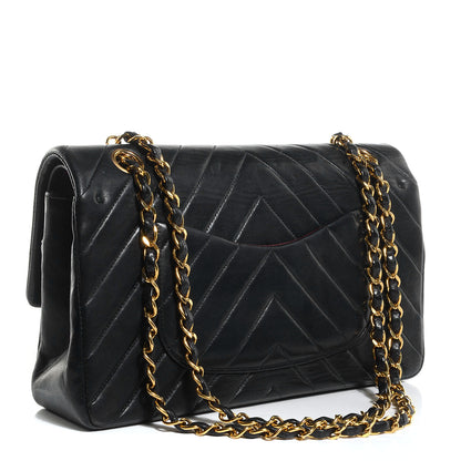 Chanel Lambskin Chevron Medium Double Flap Black 3 of 8