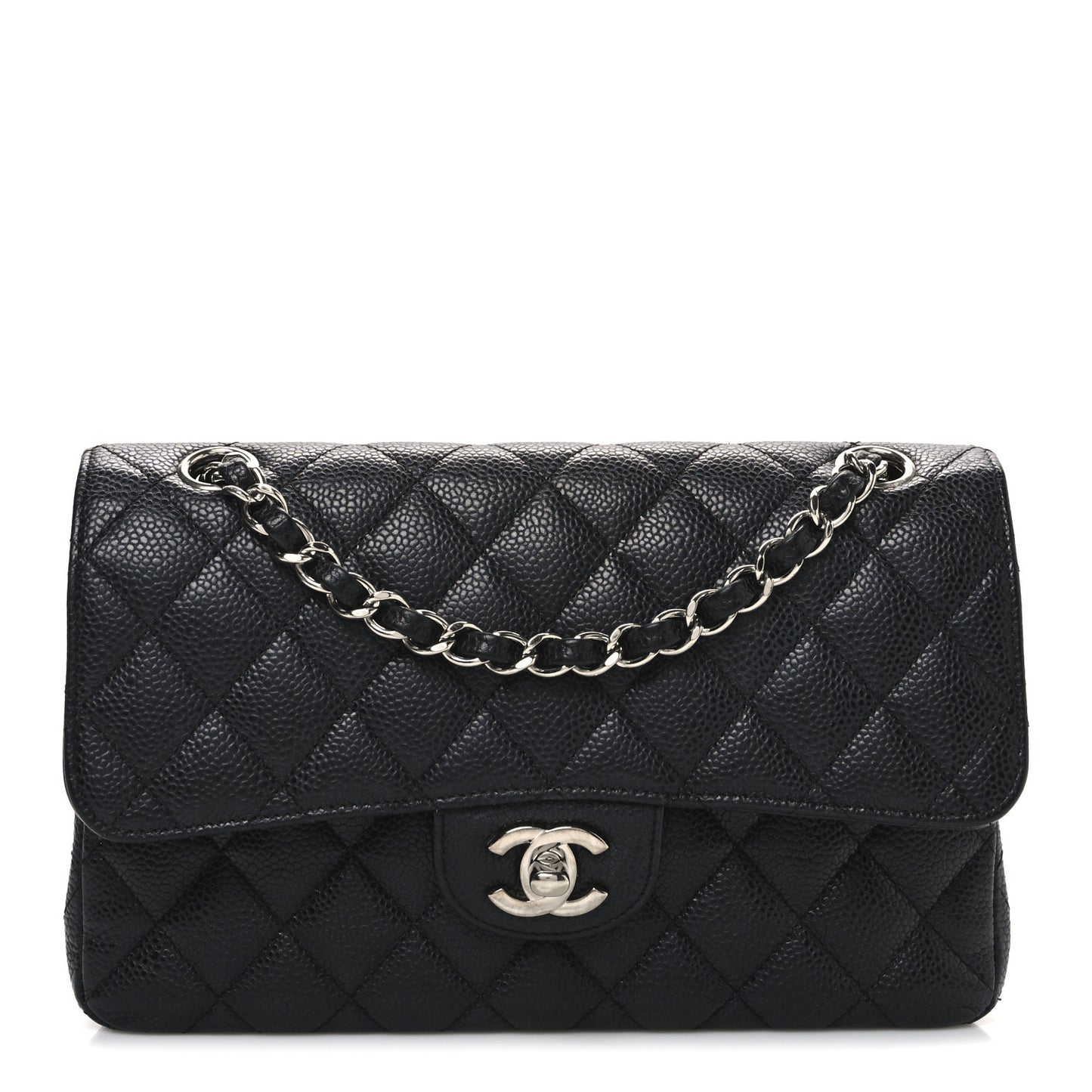 Caviar Quilted Small Double Flap Black