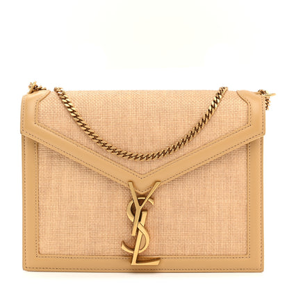 Saint Laurent Canvas Calfskin Classic Monogram Cassandra Grege Brown Gold 1 of 9