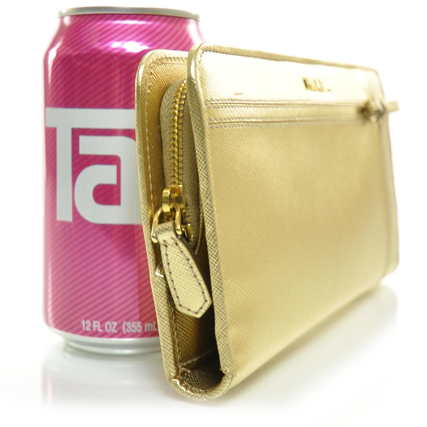 Saffiano Zip Around Bow Wallet Platino