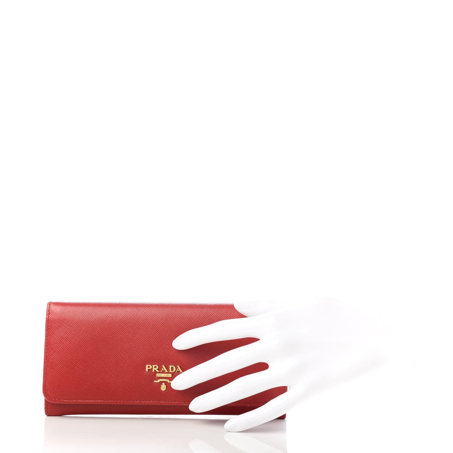 Prada Saffiano Metal Continental Flap Wallet Rosso 2 of 10