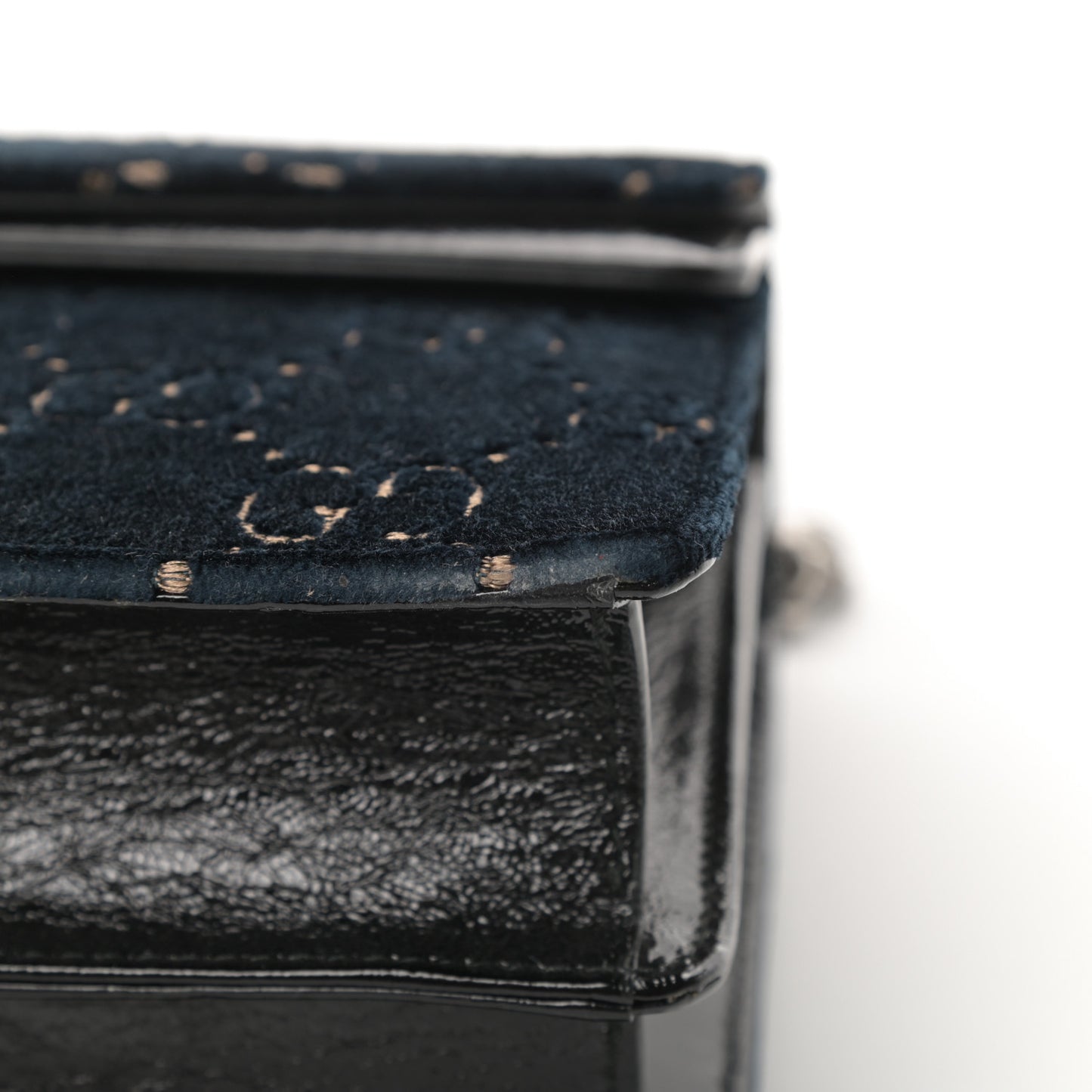 Velvet Skipper GG Monogram Small Dionysus Shoulder Bag Blue Beige Black