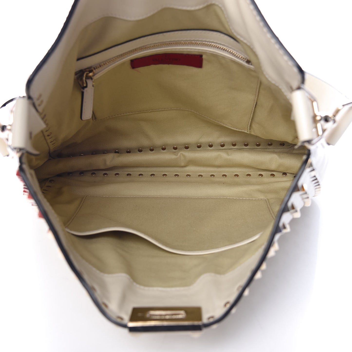 Vitello Large Rockstud All Over Flip-Lock Messenger Bag Light Ivory