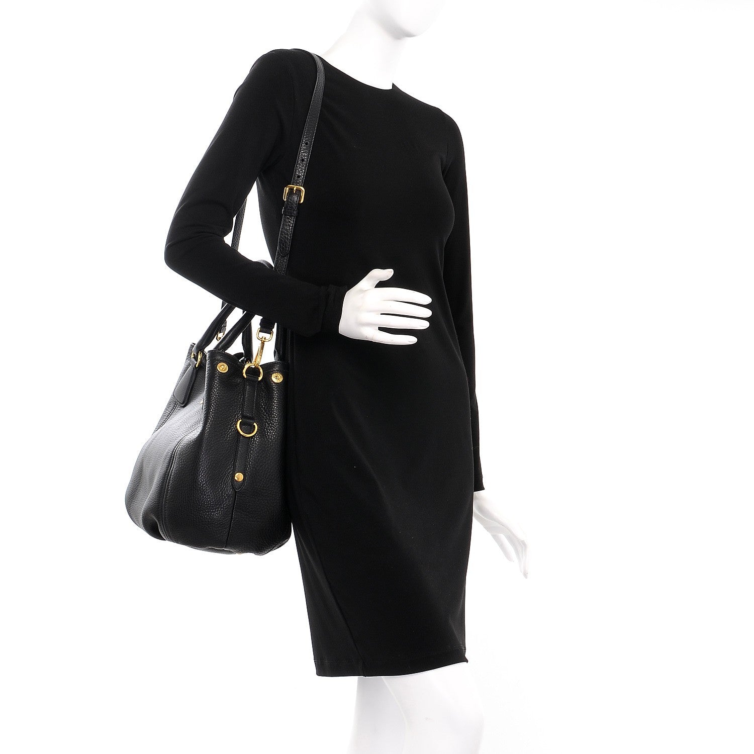 Prada Vitello Daino Tote Nero Black 2 of 10