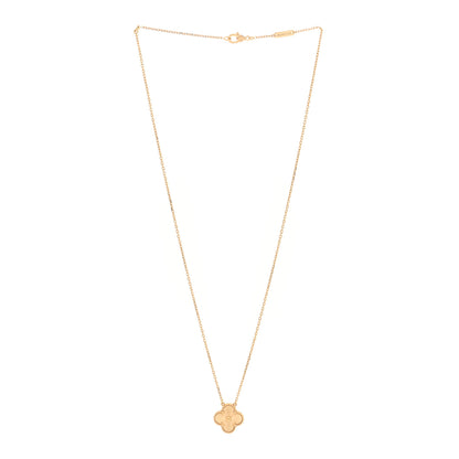 Van Cleef & Arpels 18K Yellow Gold Guilloche Vintage Alhambra Pendant Necklace 3 of 5