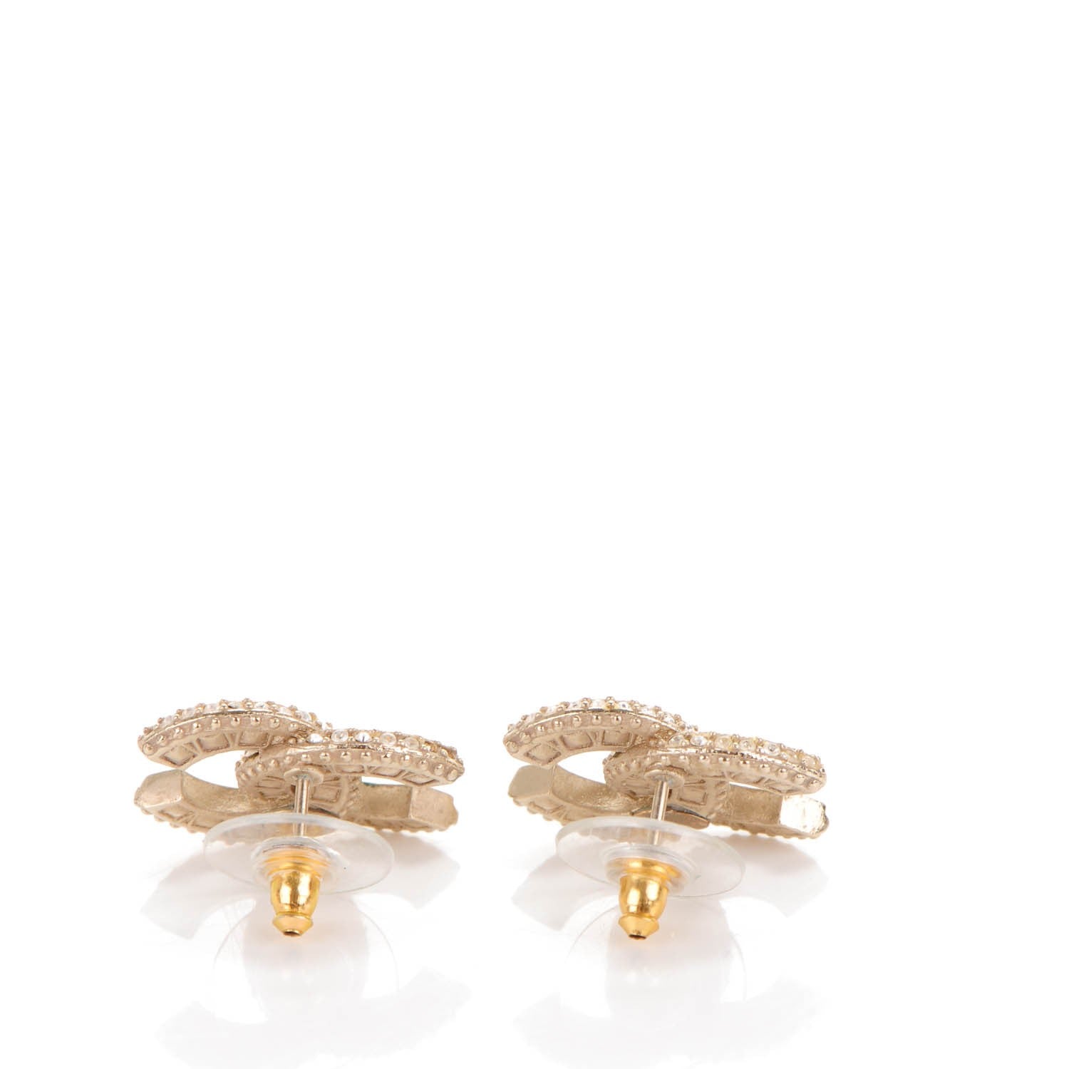 Chanel Crystal CC Earrings Light Gold 5 of 5