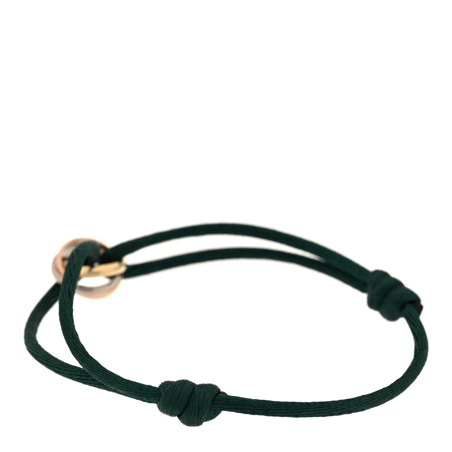 Cartier 18k Pink Yellow White Gold Trinity Adjustable Cord Bracelet Green 2 of 3