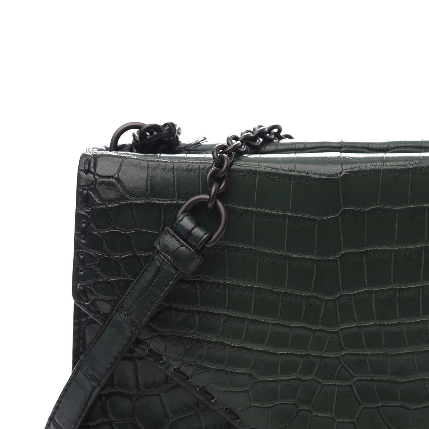 Crocodile Piano Shoulder Bag Dark Green