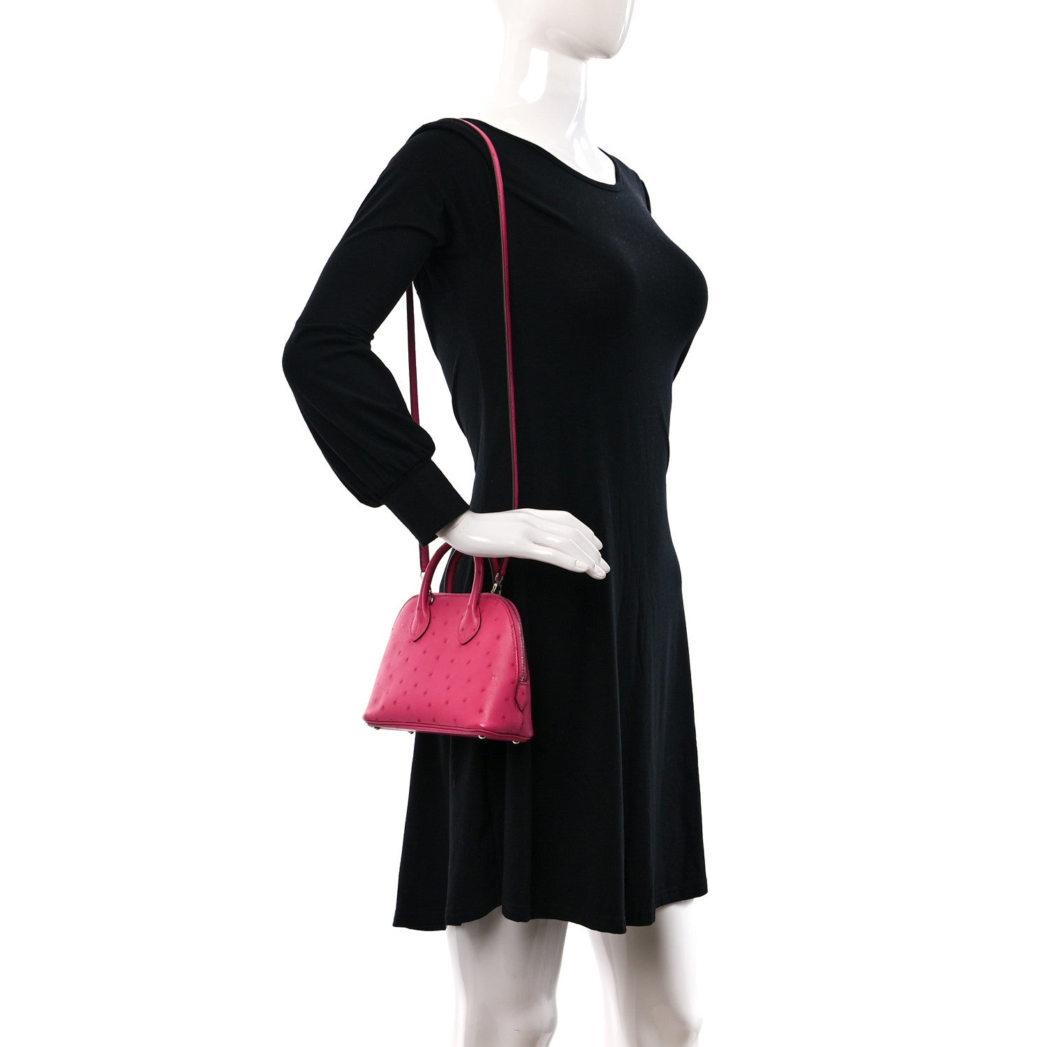 Hermes Ostrich Bolide Mini 1923 Rose Tyrien 3 of 9