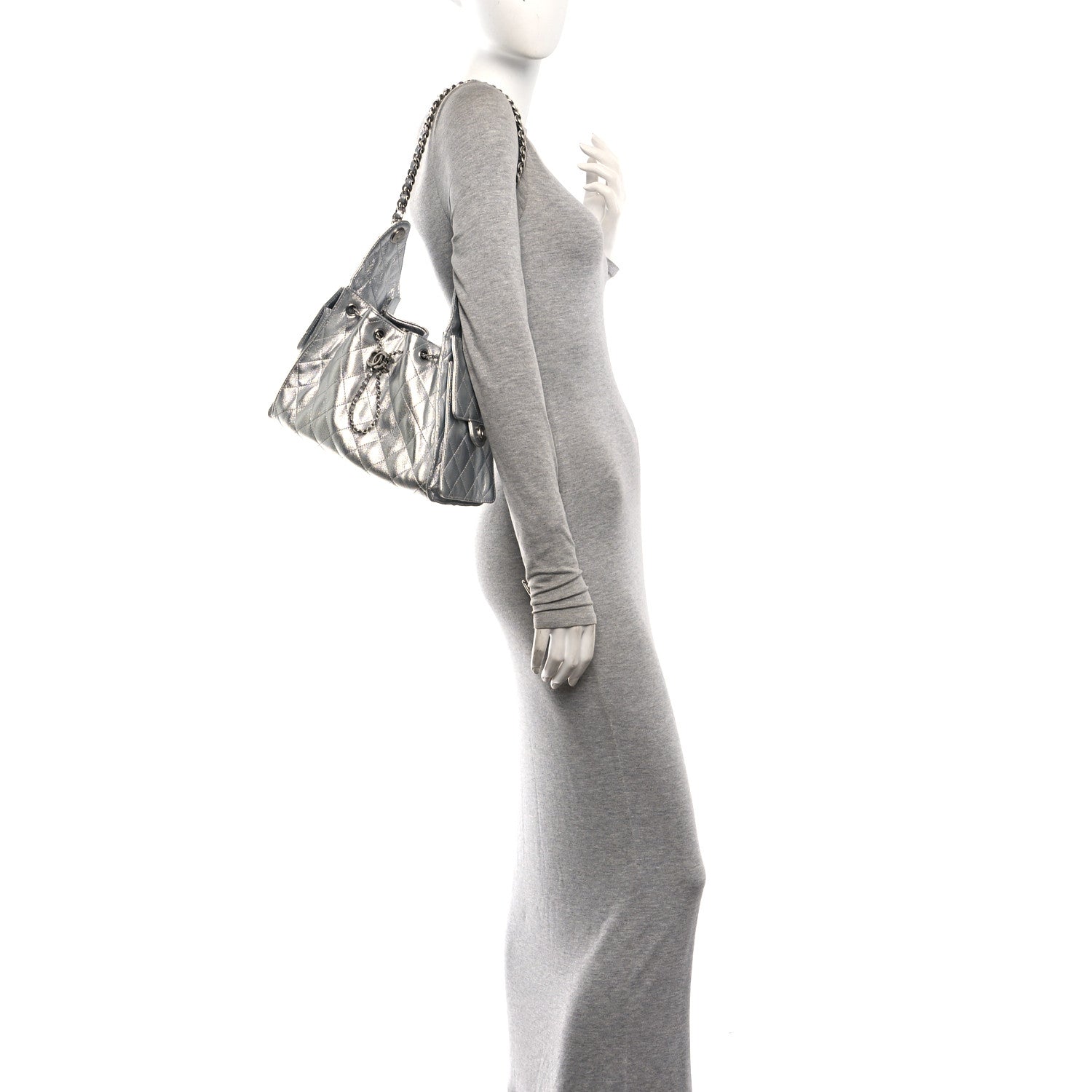 Chanel Metallic Caviar Quilted Small Chanel 25 Handbag Silver 2 of 10