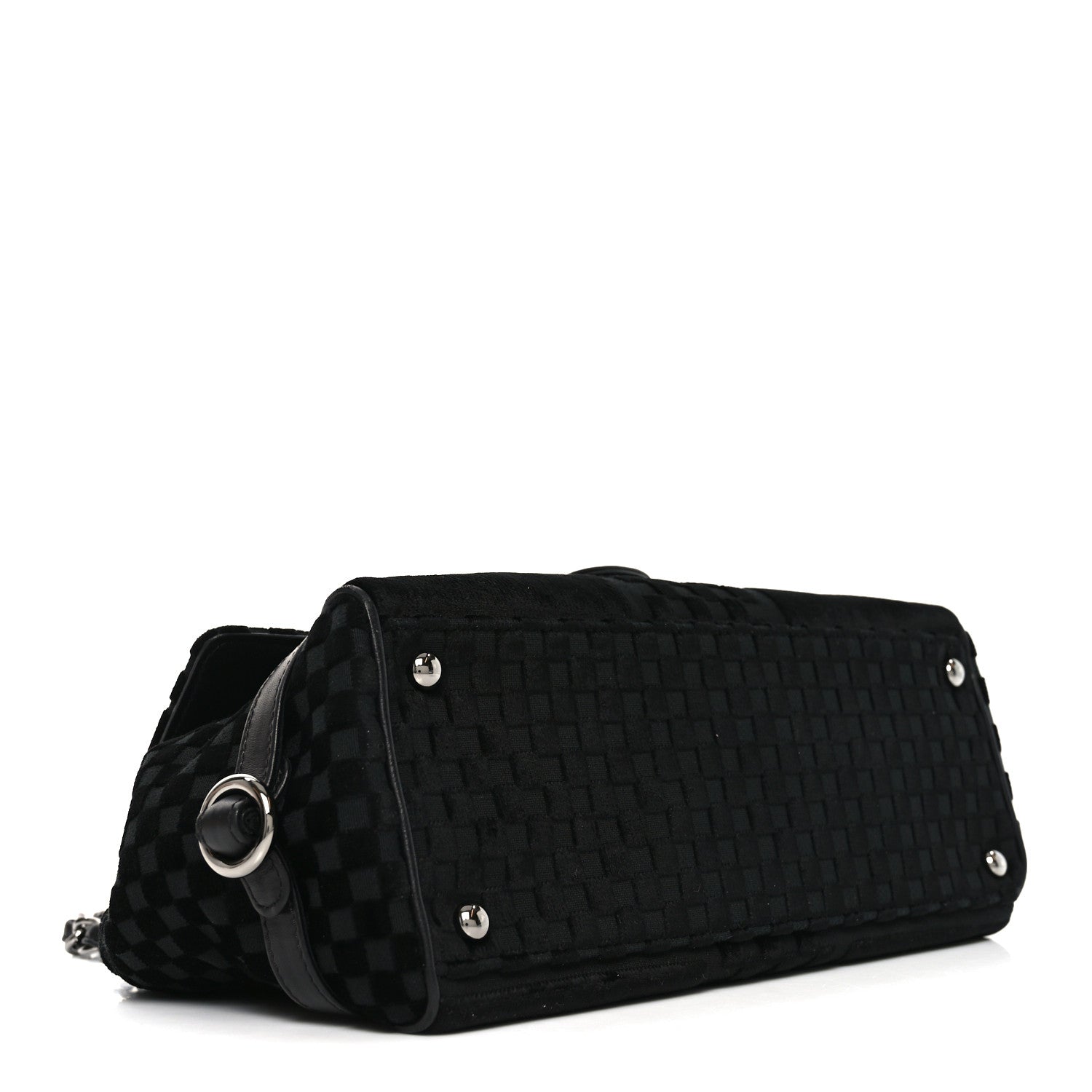 Chanel Velvet Checkered Flap Bag Black 4 of 10