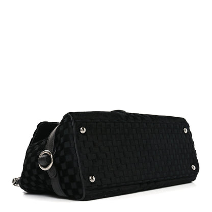 Chanel Velvet Checkered Flap Bag Black 4 of 10