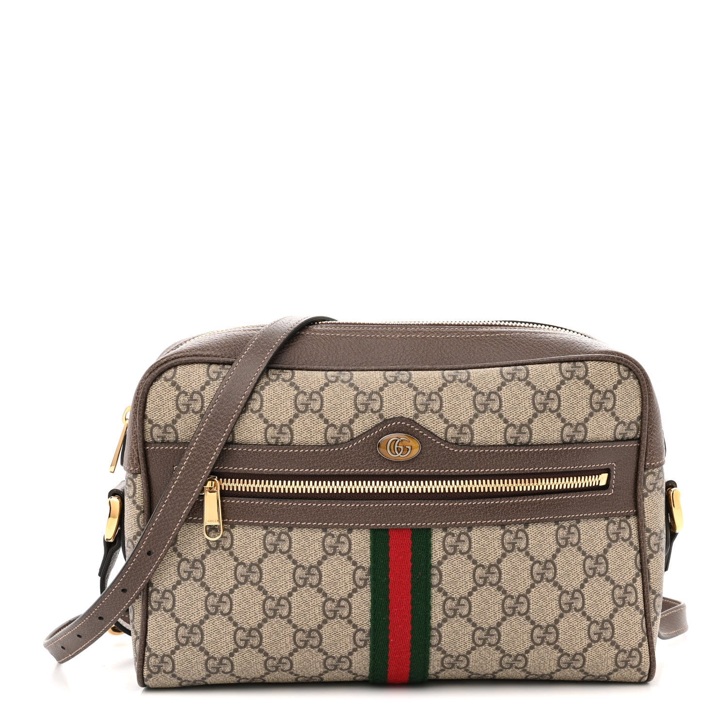 Gucci GG Supreme Monogram Web Small Ophidia Shoulder Bag Brown 1 of 13
