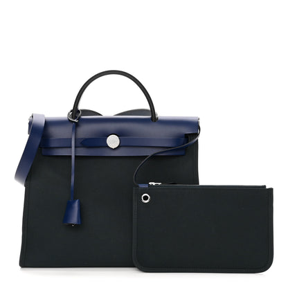 Hermes Vache Hunter Toile Herbag Zip 31 PM Vert Cypress Bleu Saphir 1 of 11