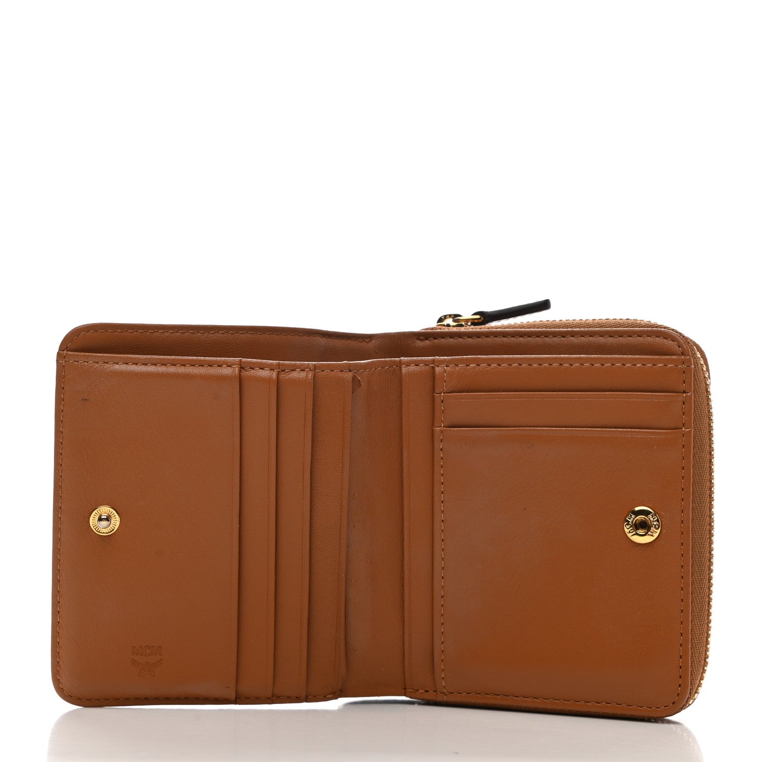 MCM Visetos Mini Zip Around Wallet Cognac 5 of 7