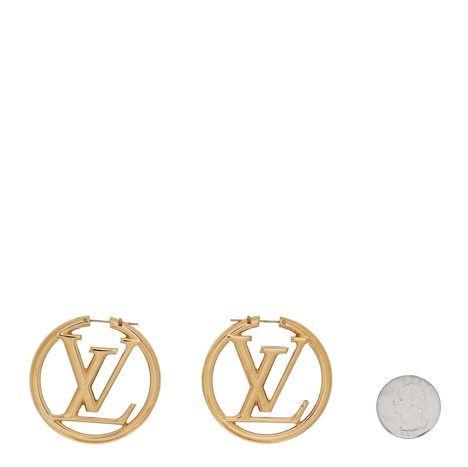 Louis Vuitton Metal Louise Hoop Earrings Gold 2 of 5