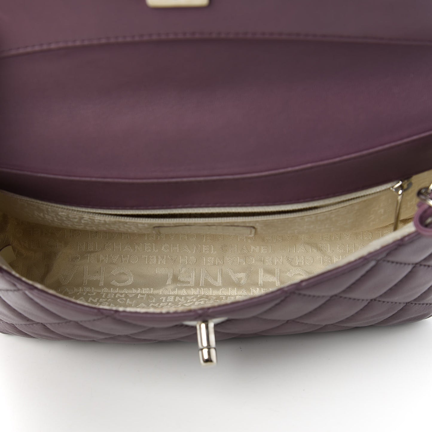 Lambskin Quilted Small Accordion Flap Light Purple
