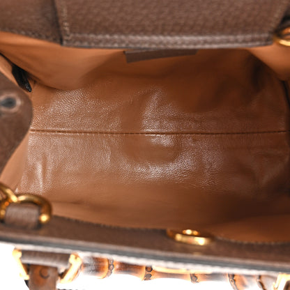 Gucci Monogram Jumbo GG Textured Dollar Calfskin Mini Diana Tote Bag Camel Ebony New Acero 4 of 9