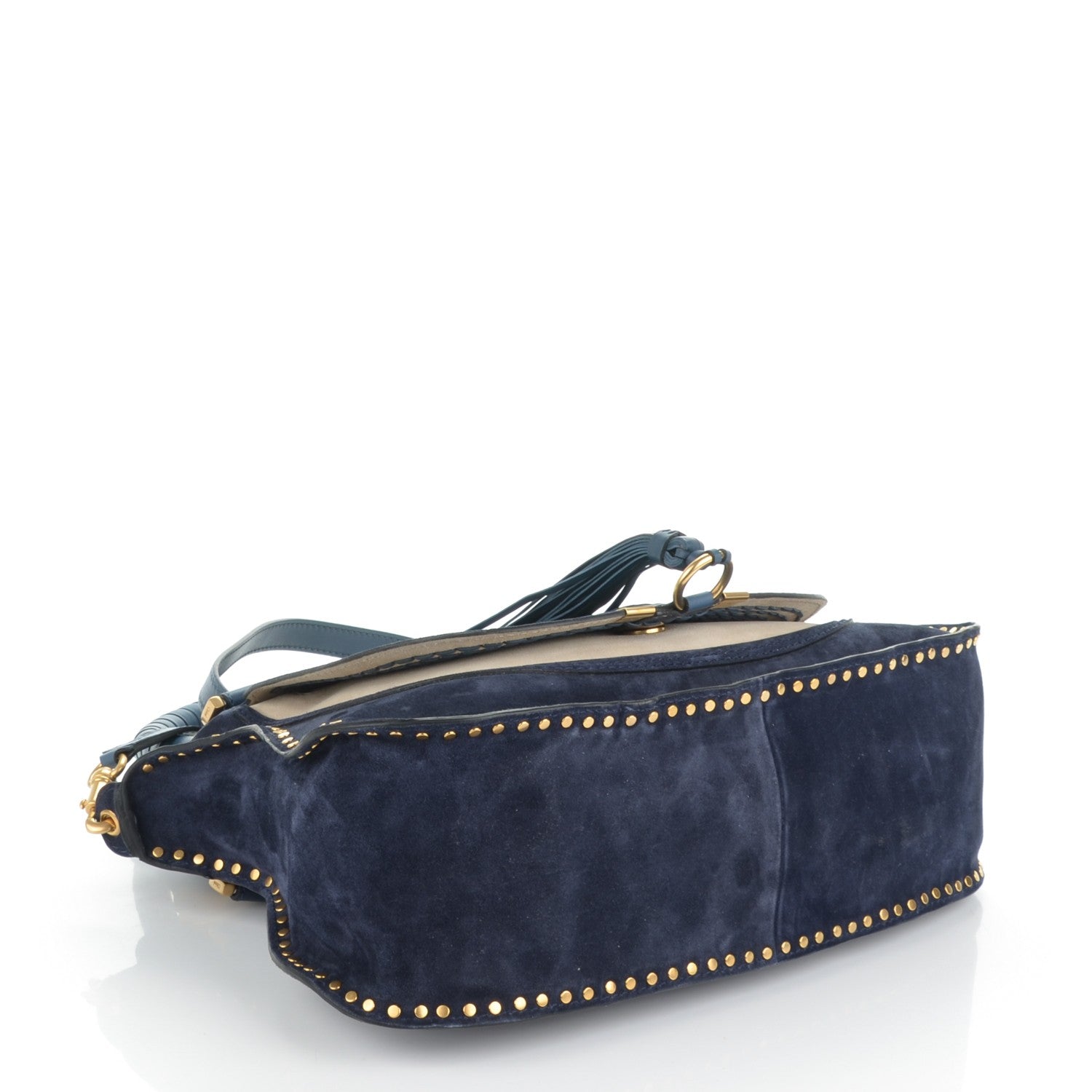 Chloe Suede Calfskin Braided Medium Marcie Satchel Navy 4 of 7