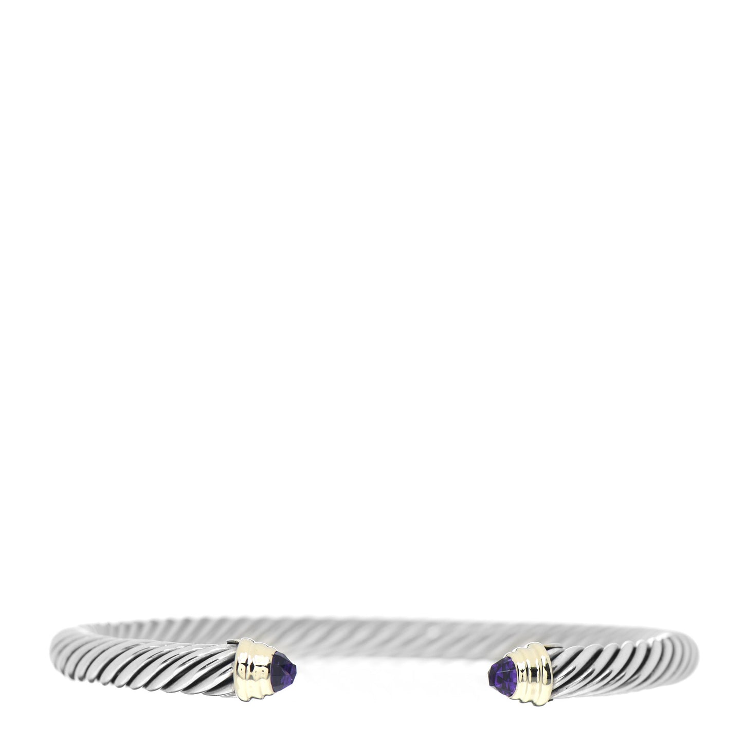 Sterling Silver 14K Yellow Gold Amethyst 5mm Cable Classics Petite Color Bracelet