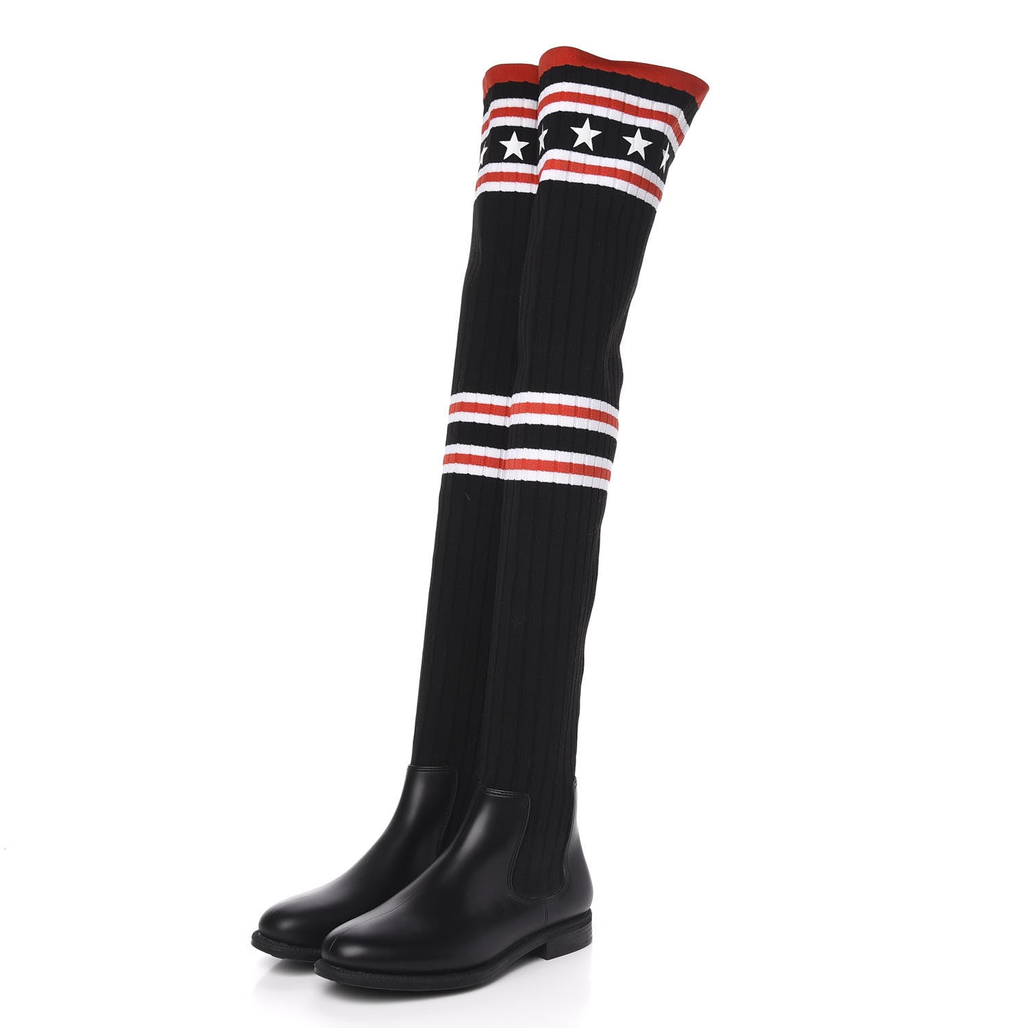 Givenchy Knit Rubber Storm Over The Knee Boots 37 Black 3 of 7