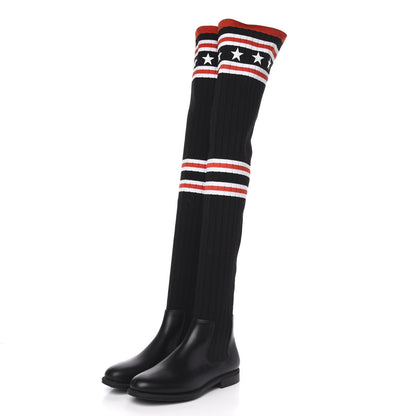 Givenchy Knit Rubber Storm Over The Knee Boots 37 Black 3 of 7