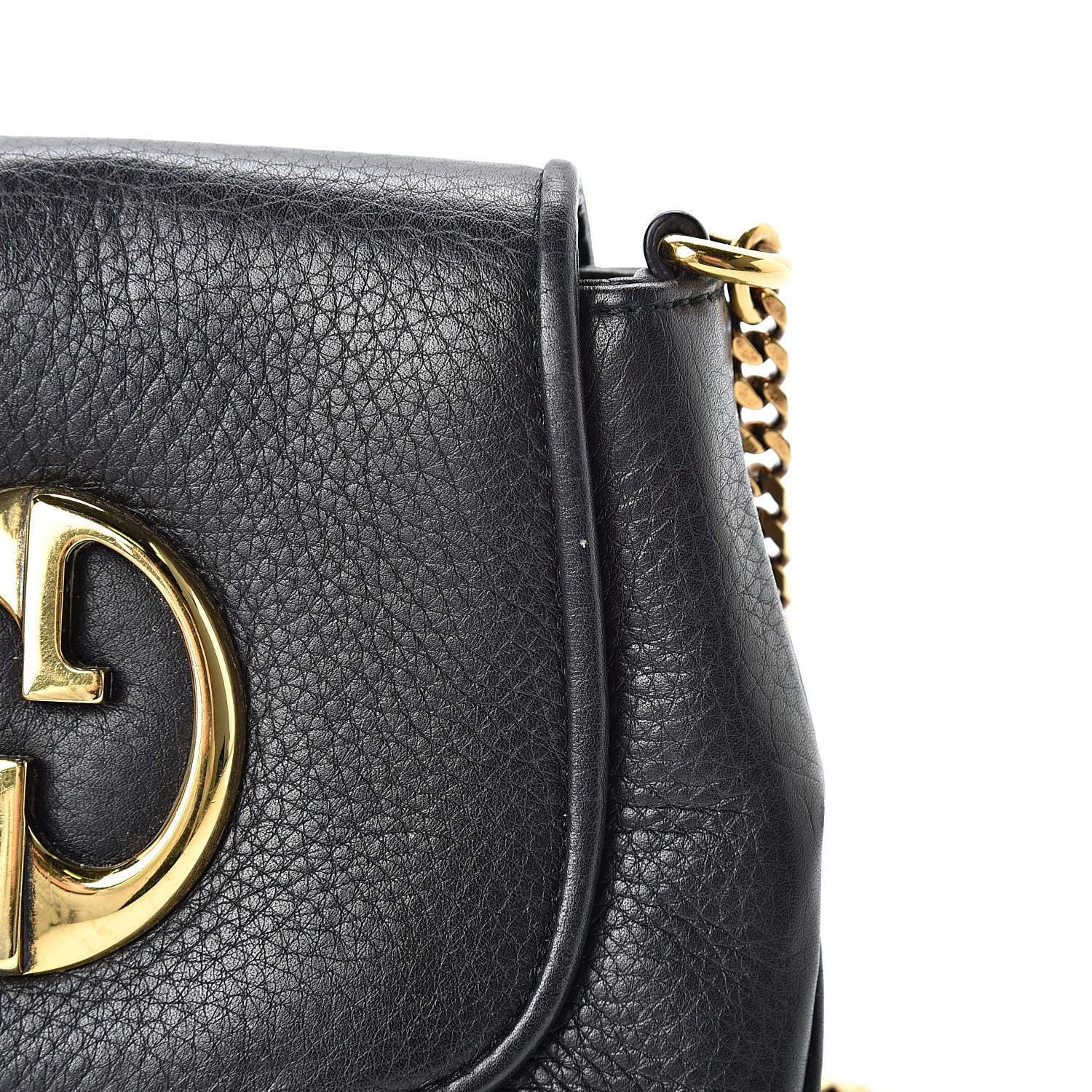 Gucci Pebbled Calfskin Small 1973 Chain Shoulder Bag Black 15 of 15