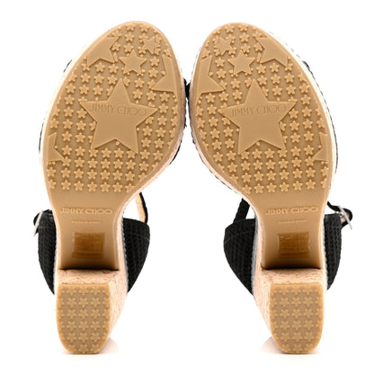 Jimmy Choo Cubed Coarse Suede Cork Naylor 135 Wedge Sandals 38 Black 5 of 9