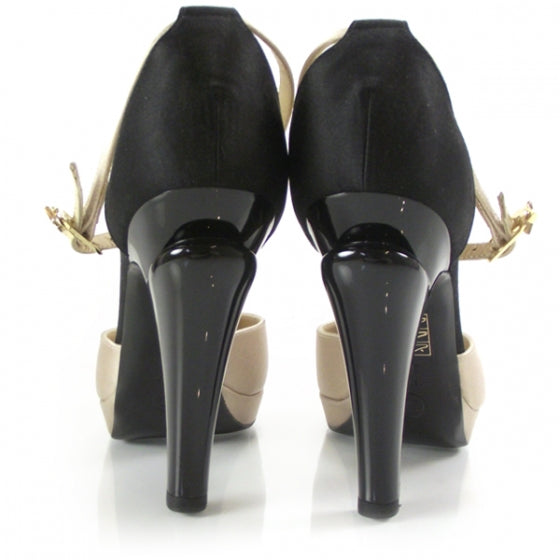 Satin Star Jeweled T-Strap Platform Pumps 38.5