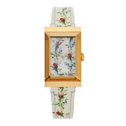 Gucci Stainless Steel Calfskin Mother of Pearl 21mm G-Frame Floral Quartz Watch 1 of 4