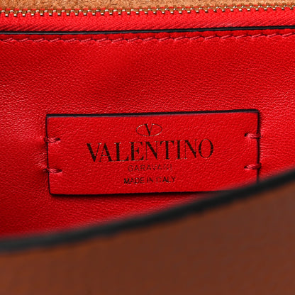 Valentino Garavani Pebbled Calfskin Rockstud Flip Lock Flap Messenger Saddle Brown 6 of 8